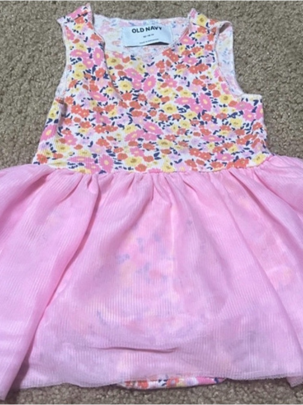 Old Navy Pink Floral Tank Top Dress with Pastel Skirt